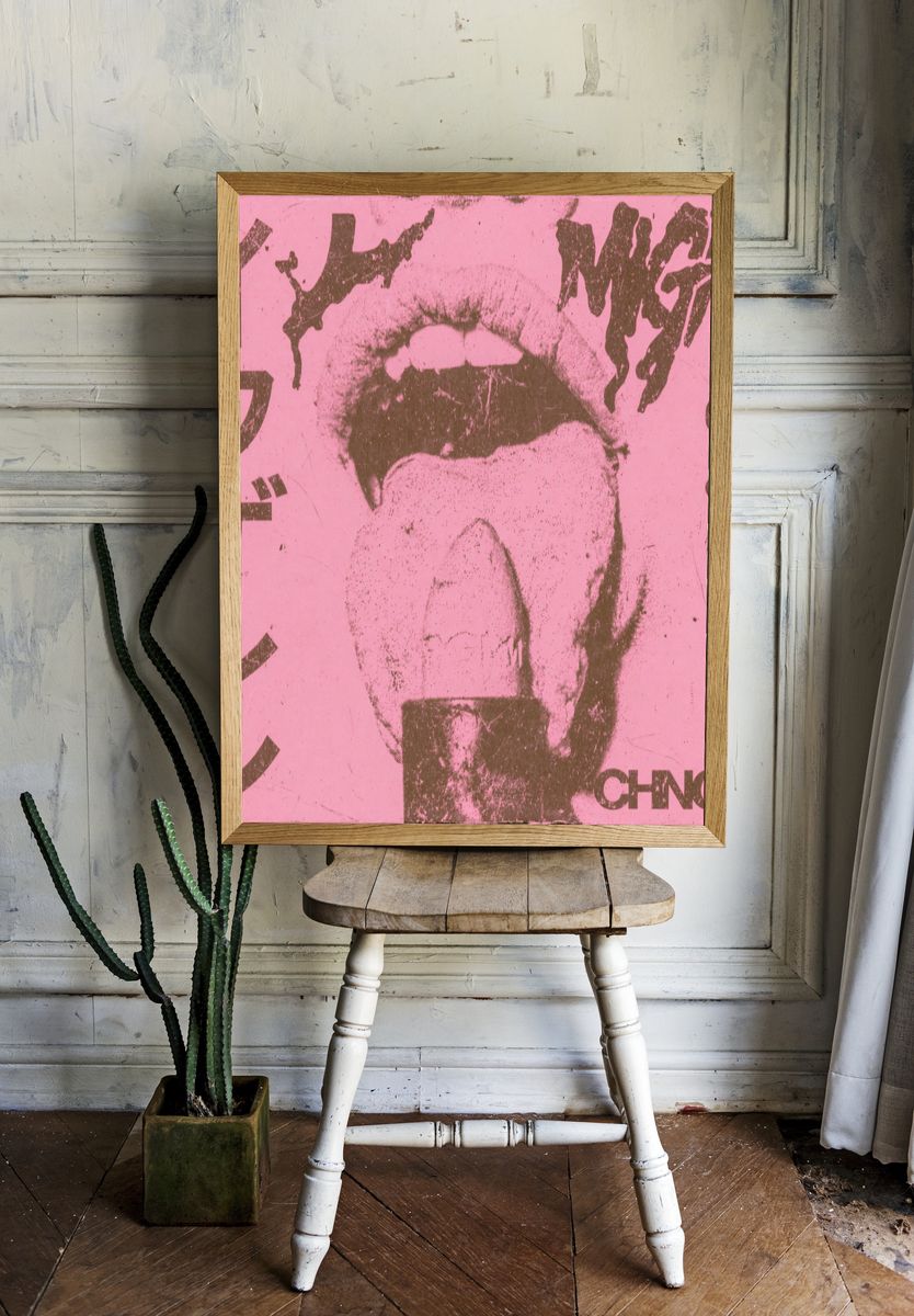 Pink Tongue Pop-Art Poster. room preview