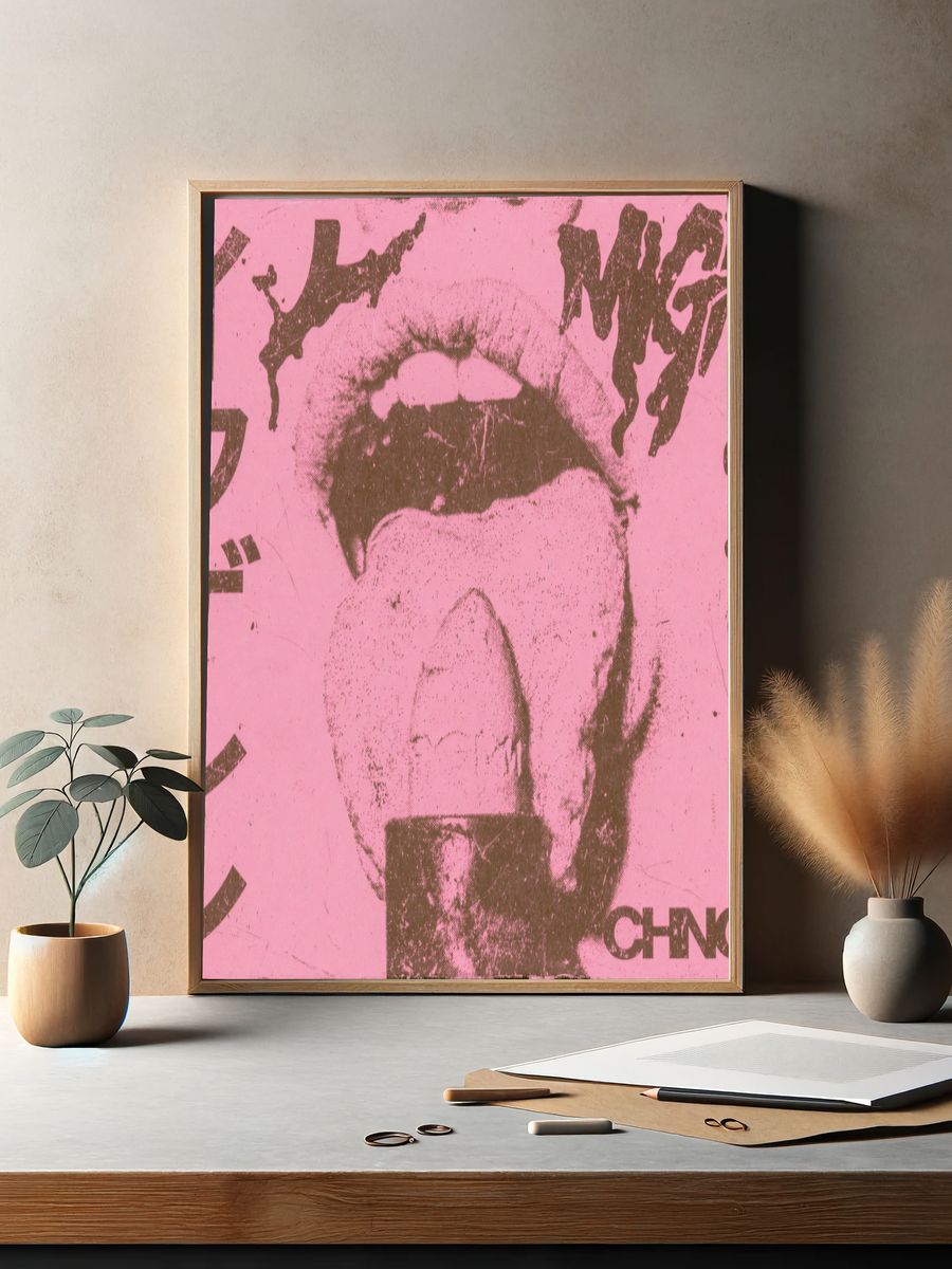 Pink Tongue Pop-Art Poster. — room view 2