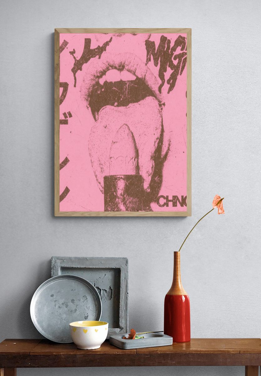 Pink Tongue Pop-Art Poster. — room view 3