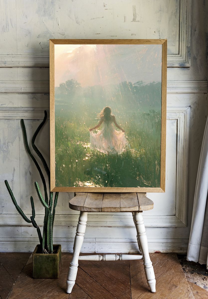 Sunlit Meadow Figure Fine-Art Print. room preview