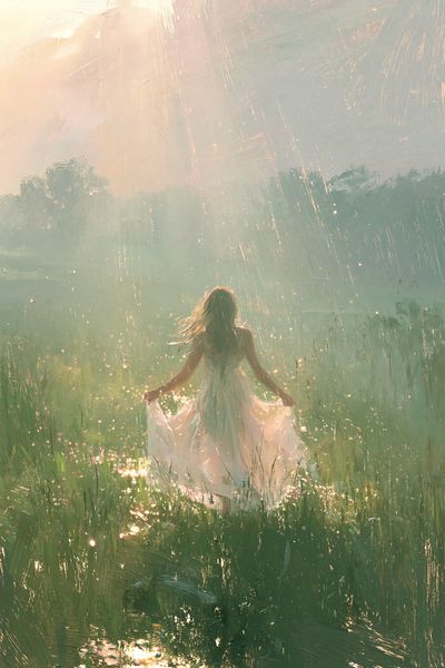 Sunlit Meadow Figure Fine-Art Print. poster