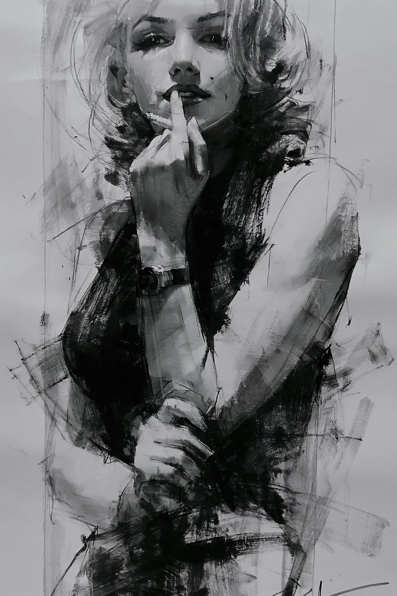 Monochrome Femme Portrait Print. poster detail