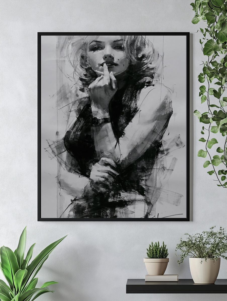 Monochrome Femme Portrait Print. — room view 4
