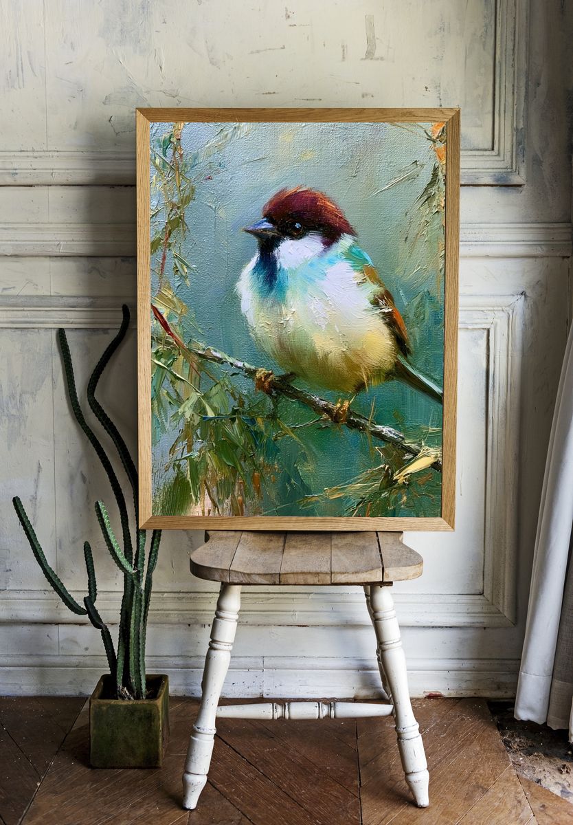 Colorful Sparrow Fine-Art Poster. room preview