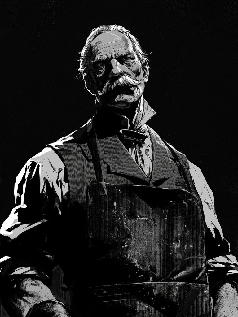 Vintage Butcher Portrait Print. poster detail