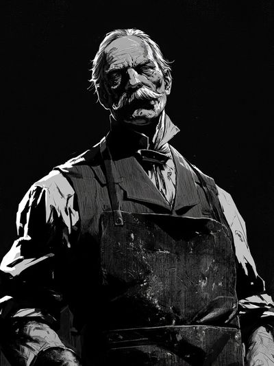 Vintage Butcher Portrait Print. poster