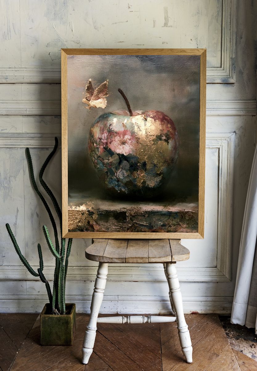 Floral Apple Still Life Poster. — room view 1