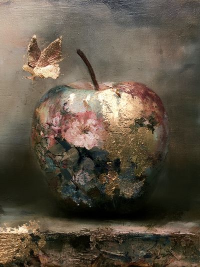Floral Apple Still Life Poster.