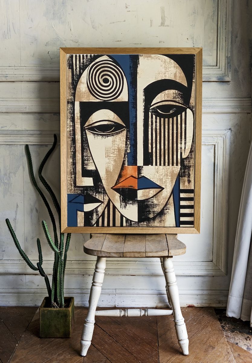 Abstract Faces Fine-Art Poster. room preview