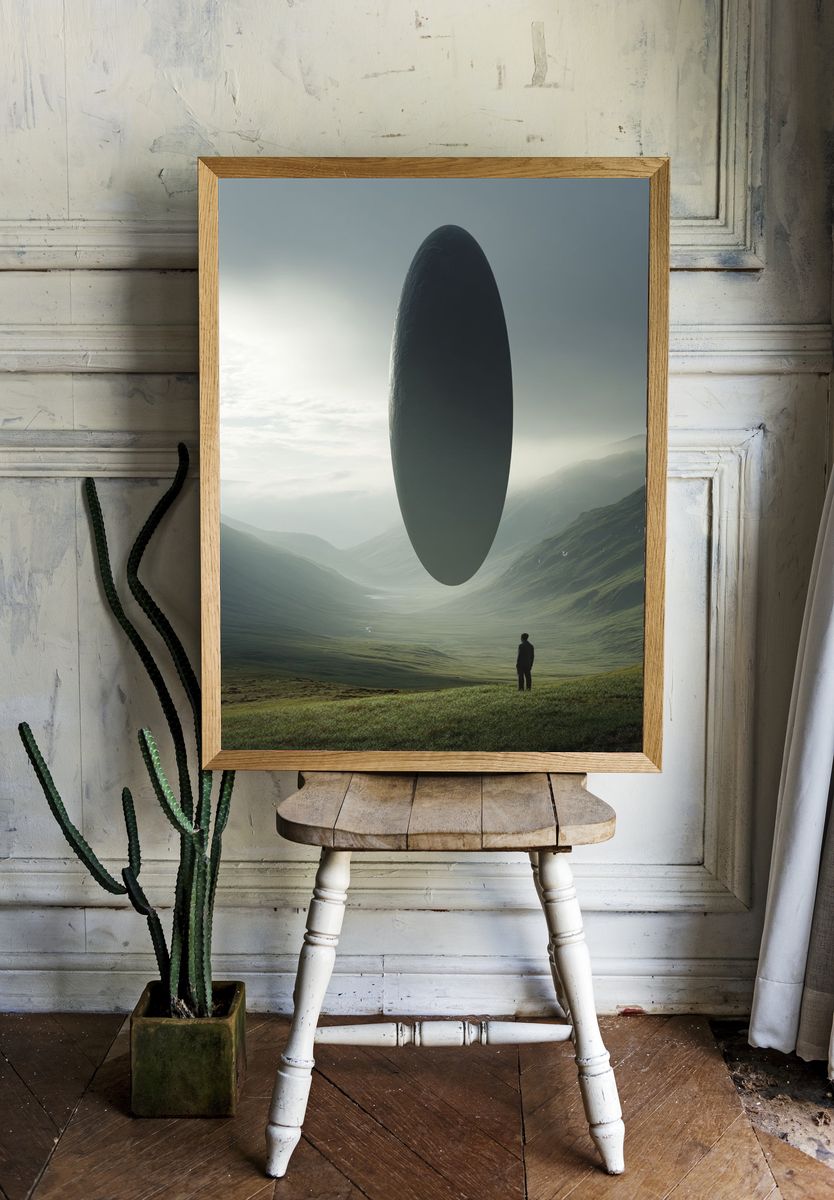 Mysterious Monolith — Surrealism Print. — room view 1