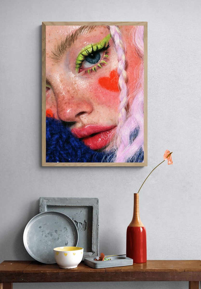 Moody Woman Portrait Watercolor Poster. — room view 3