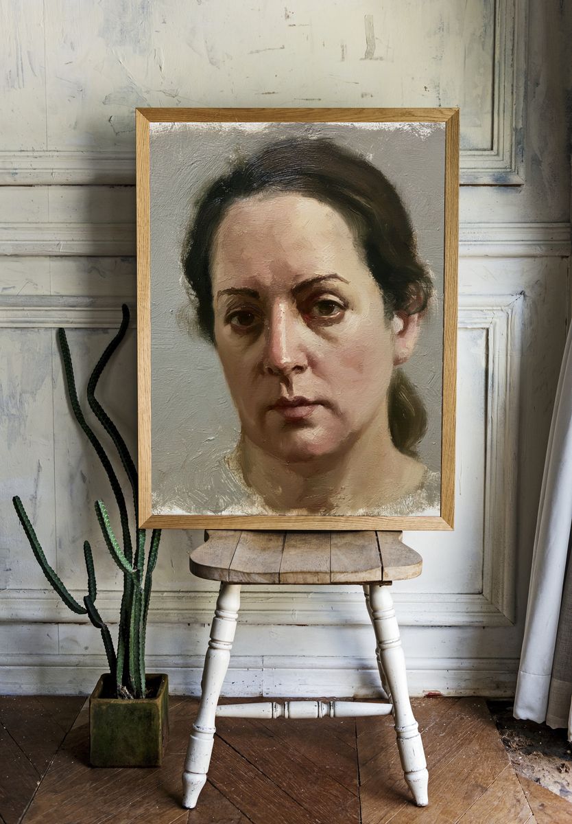 Woman Portrait Oil Painting Poster. room preview