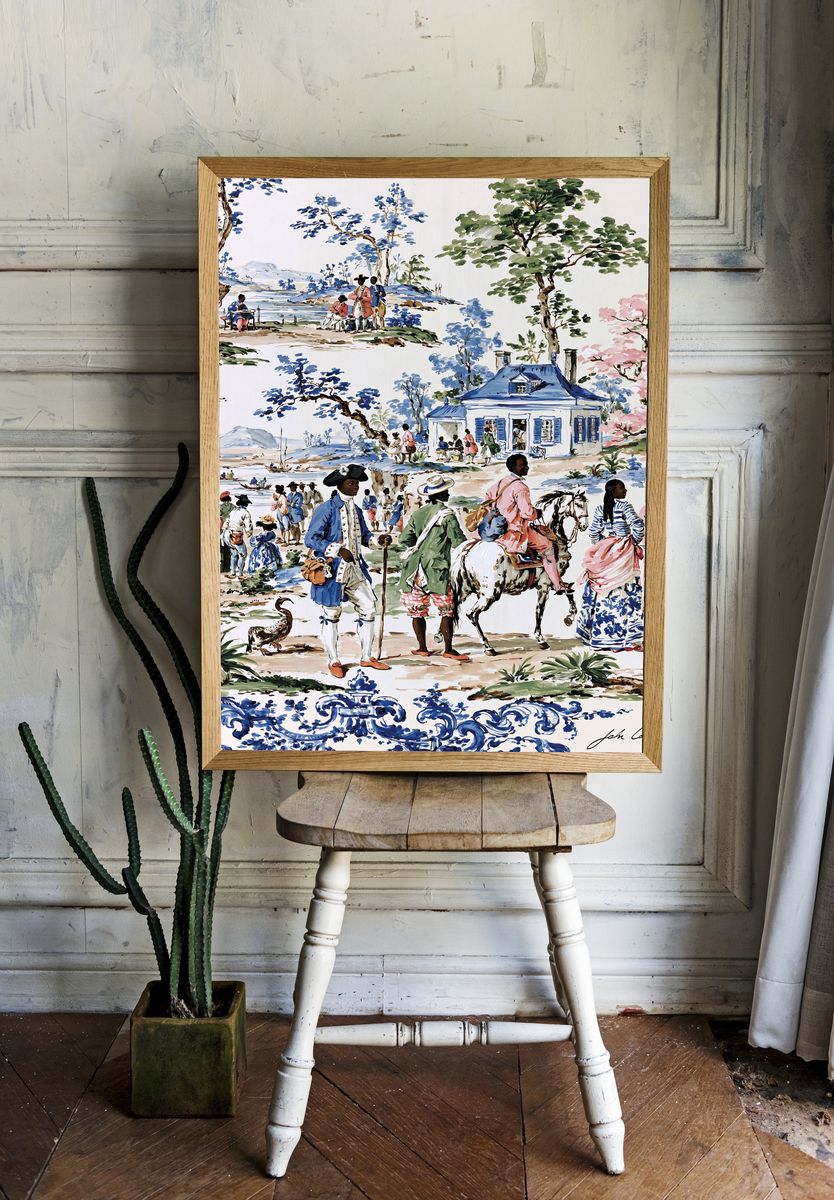 Pastoral Scene Watercolor Print. — room view 1