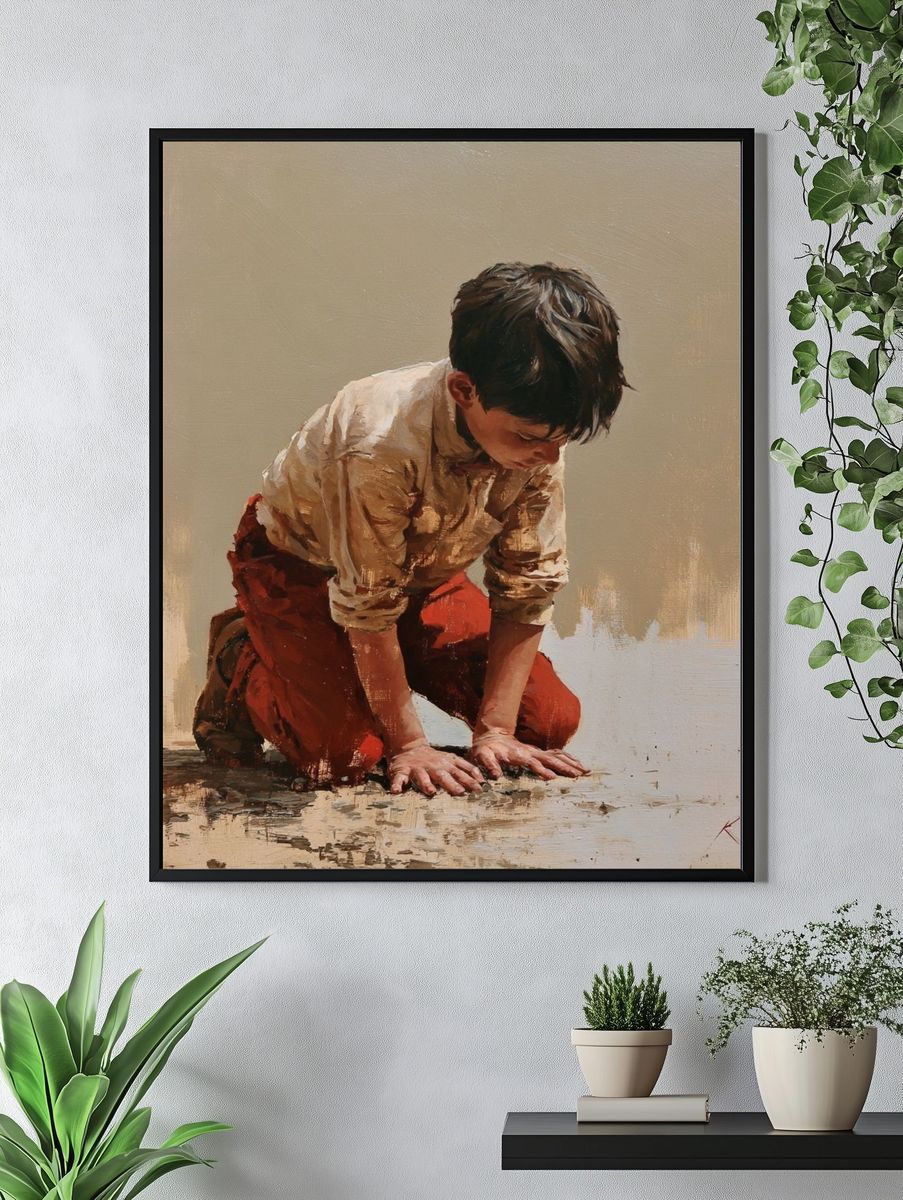 Boy Kneeling Fine-Art Print. — room view 4
