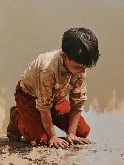 Boy Kneeling Fine-Art Print. poster