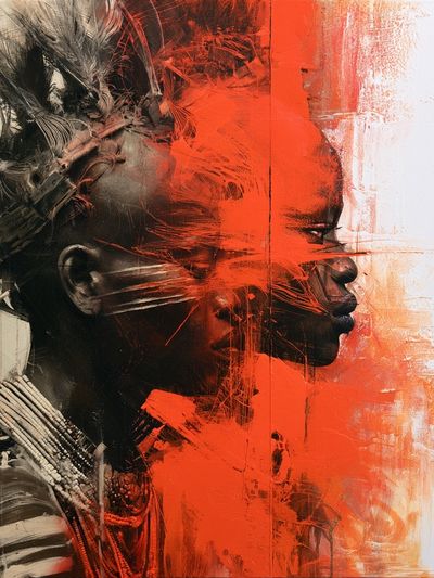 Abstract Tribal Portrait Print.