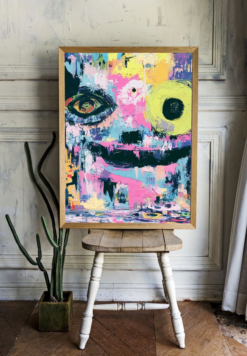 Abstract Face Pop-Art Poster. room preview
