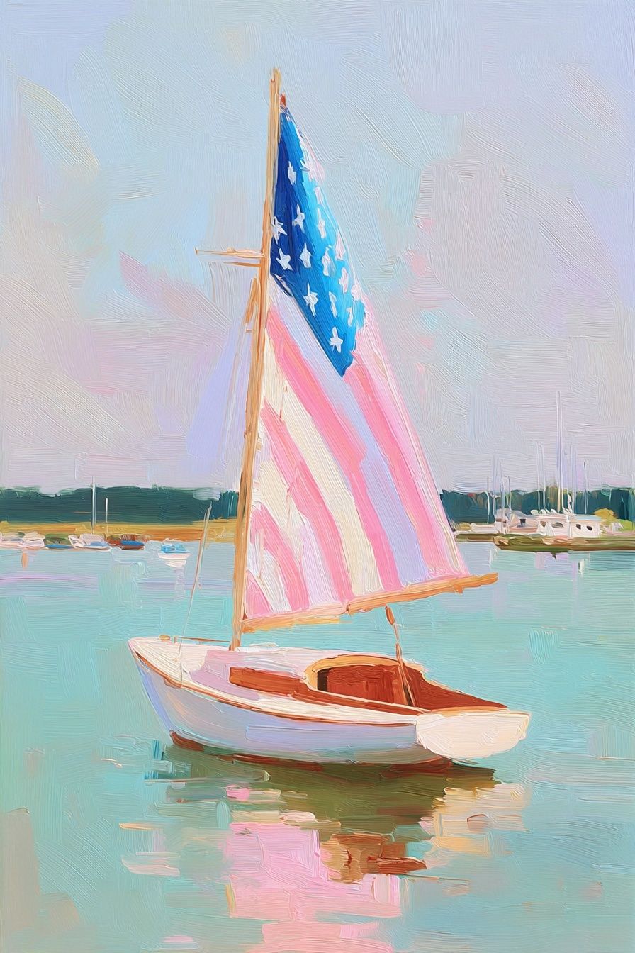 American Sailboat Harbor Print. poster — fine-art art