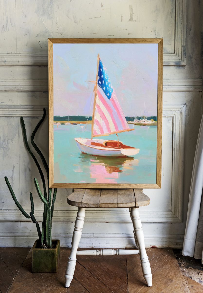 American Sailboat Harbor Print. — room view 1