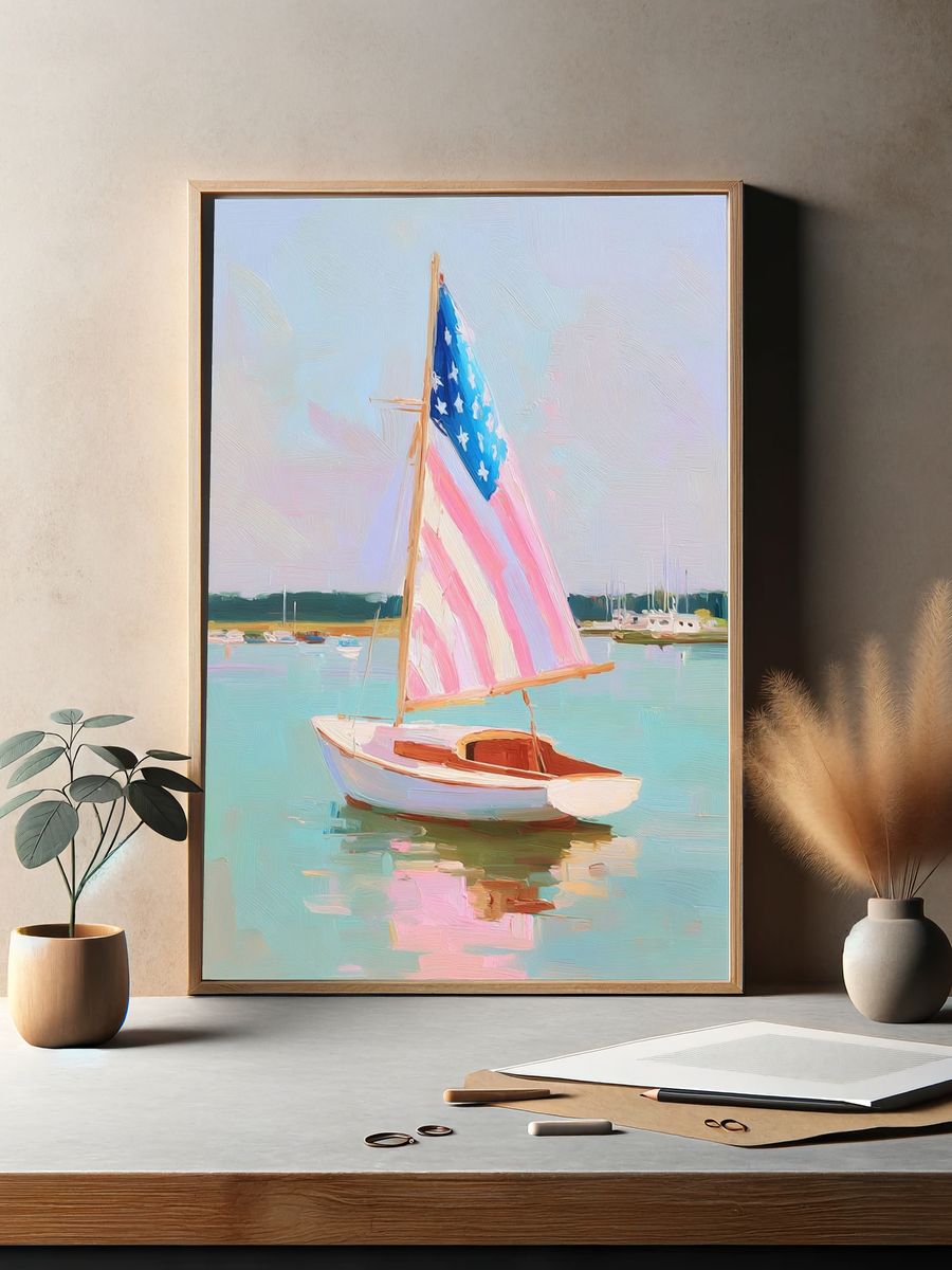 American Sailboat Harbor Print. — room view 2