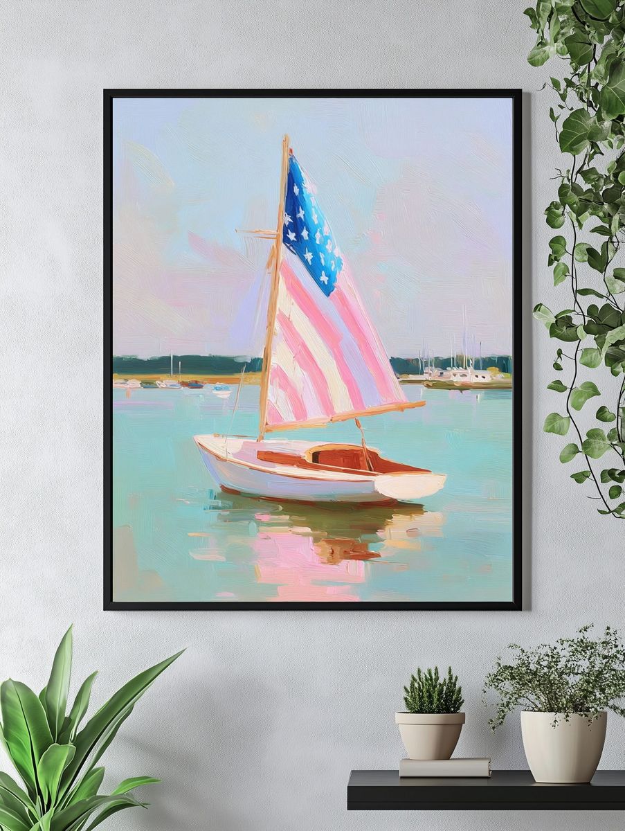 American Sailboat Harbor Print. — room view 4