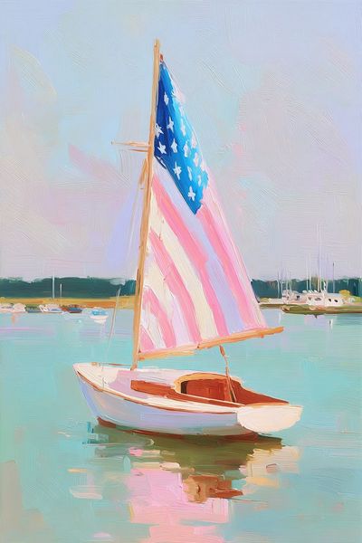 American Sailboat Harbor Print. poster