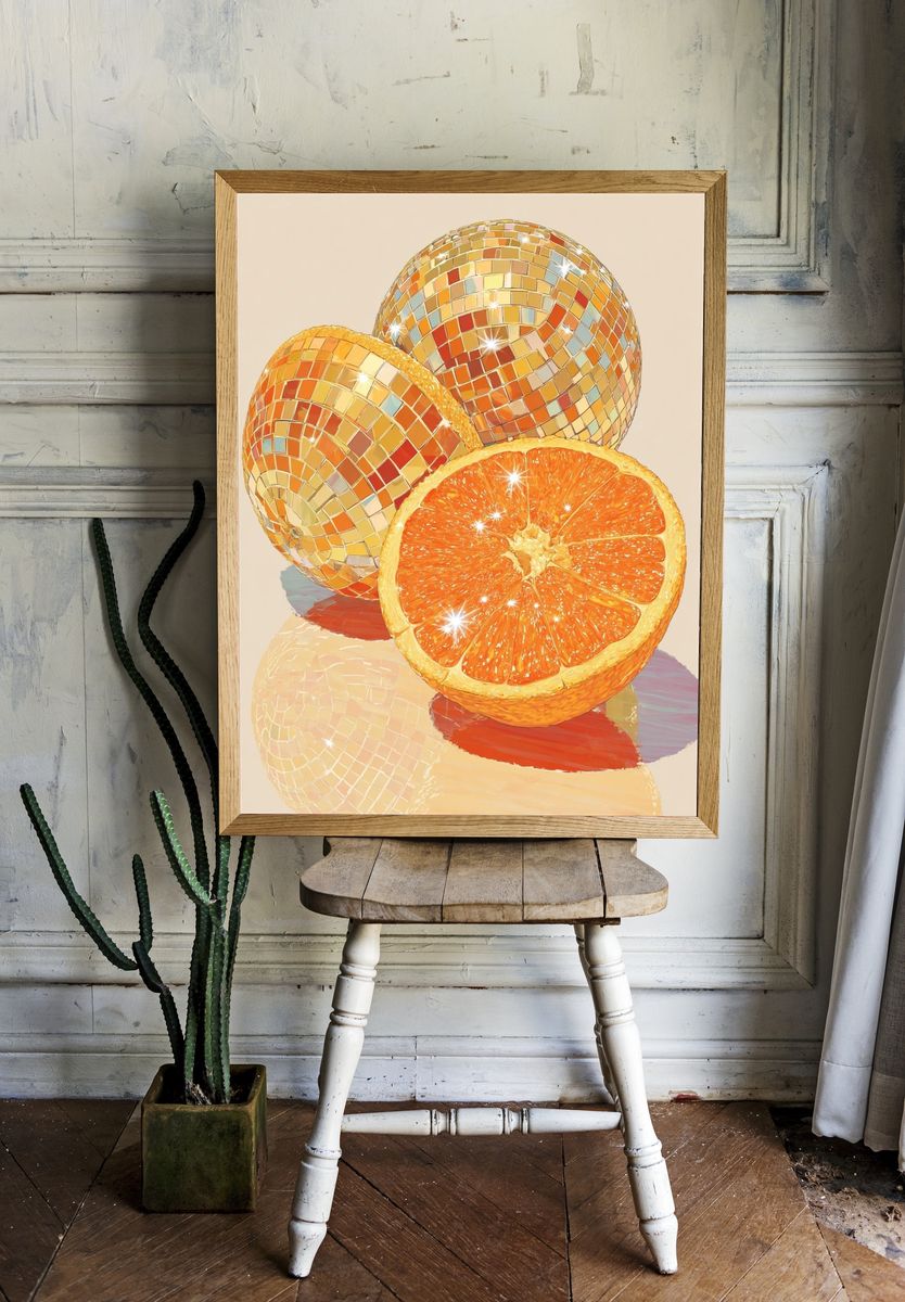 Disco Orange Still Life Poster. — room view 1