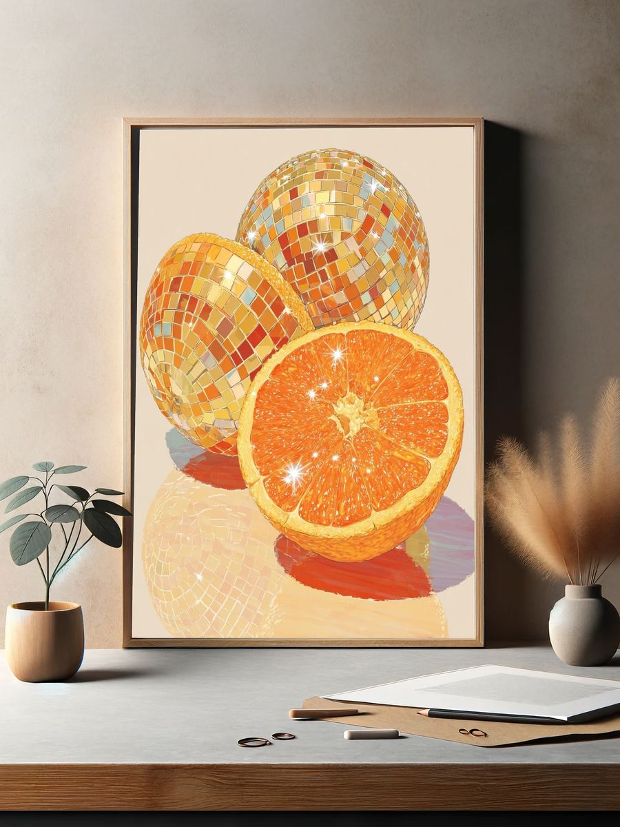 Disco Orange Still Life Poster. — room view 2
