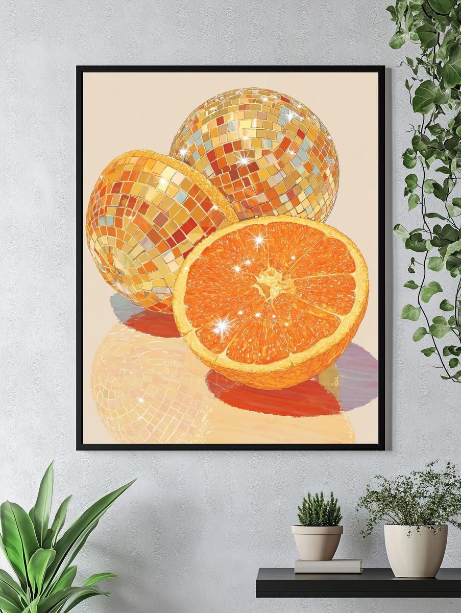 Disco Orange Still Life Poster. — room view 4