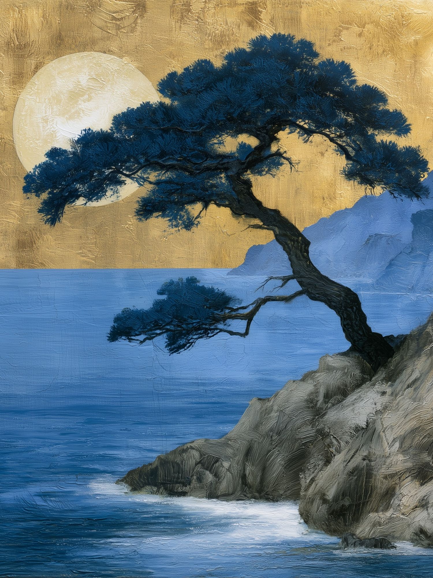 Moonlit Coastal Pine Fine-Art Print. poster — fine-art art
