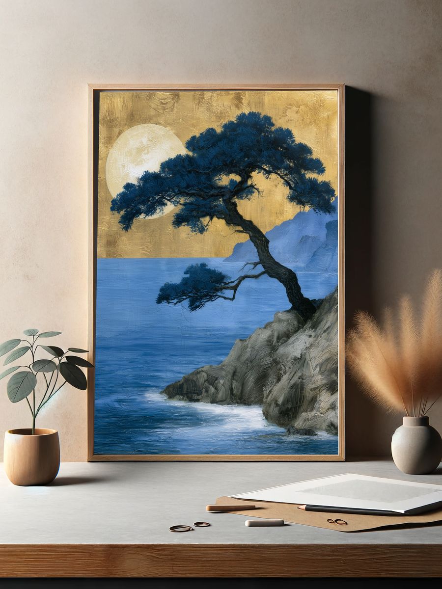 Moonlit Coastal Pine Fine-Art Print. — room view 2