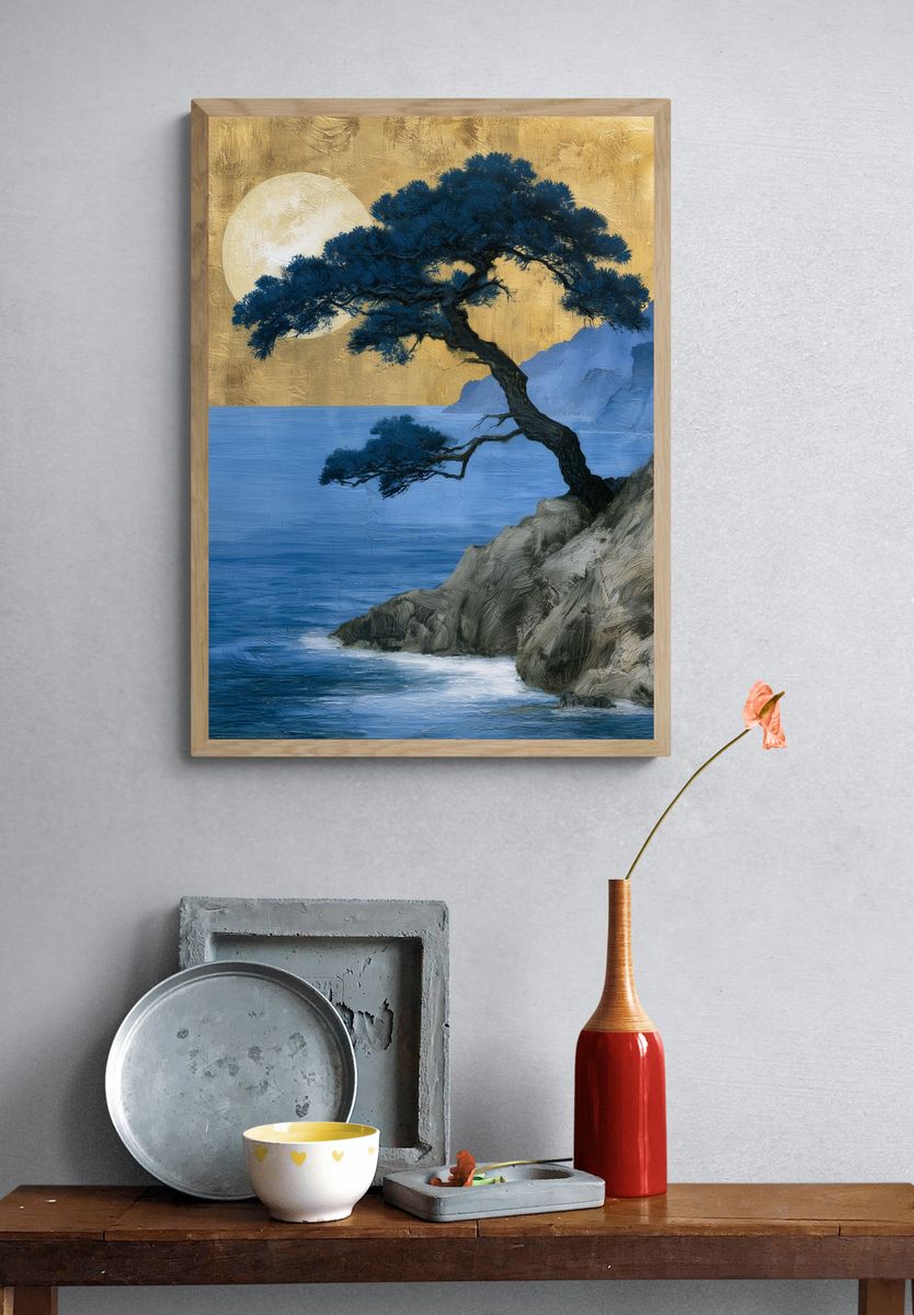 Moonlit Coastal Pine Fine-Art Print. — room view 3