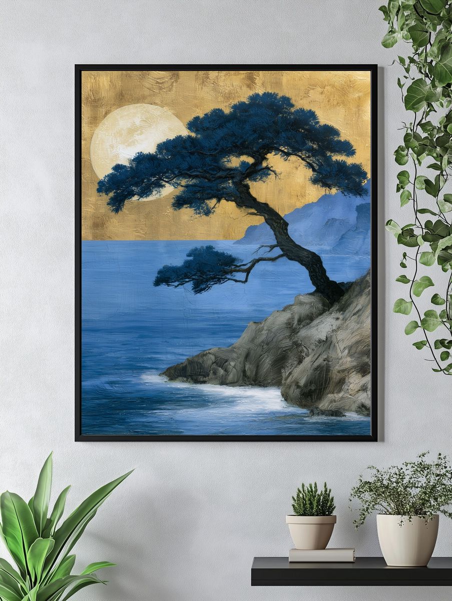 Moonlit Coastal Pine Fine-Art Print. — room view 4