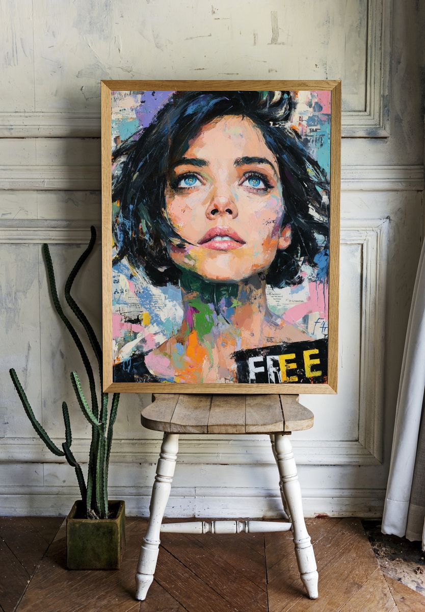 Colorful Woman Portrait Fine-Art Poster. — room view 1