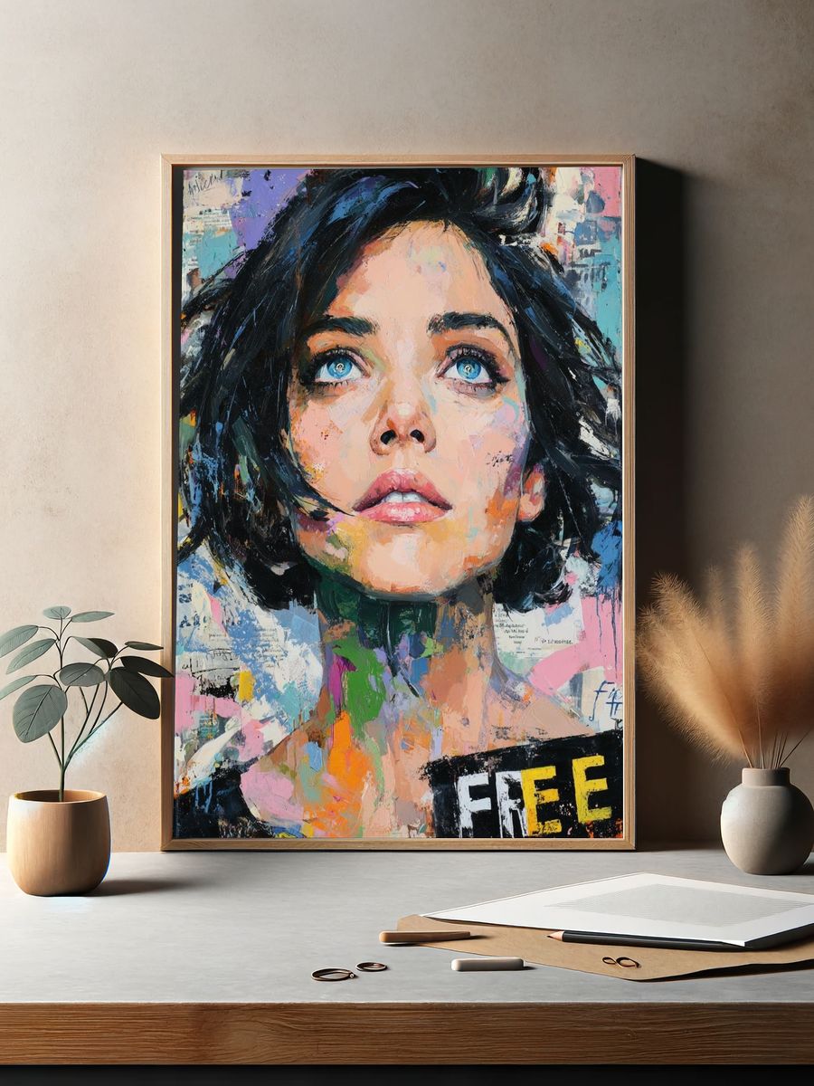 Colorful Woman Portrait Fine-Art Poster. — room view 2