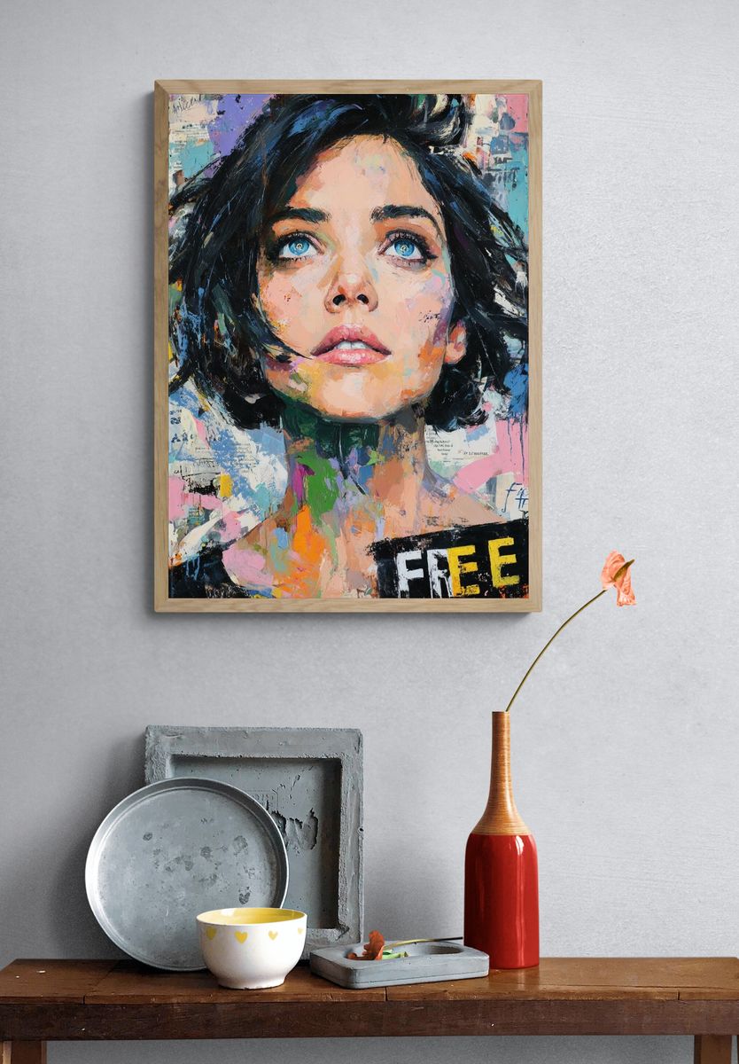 Colorful Woman Portrait Fine-Art Poster. — room view 3