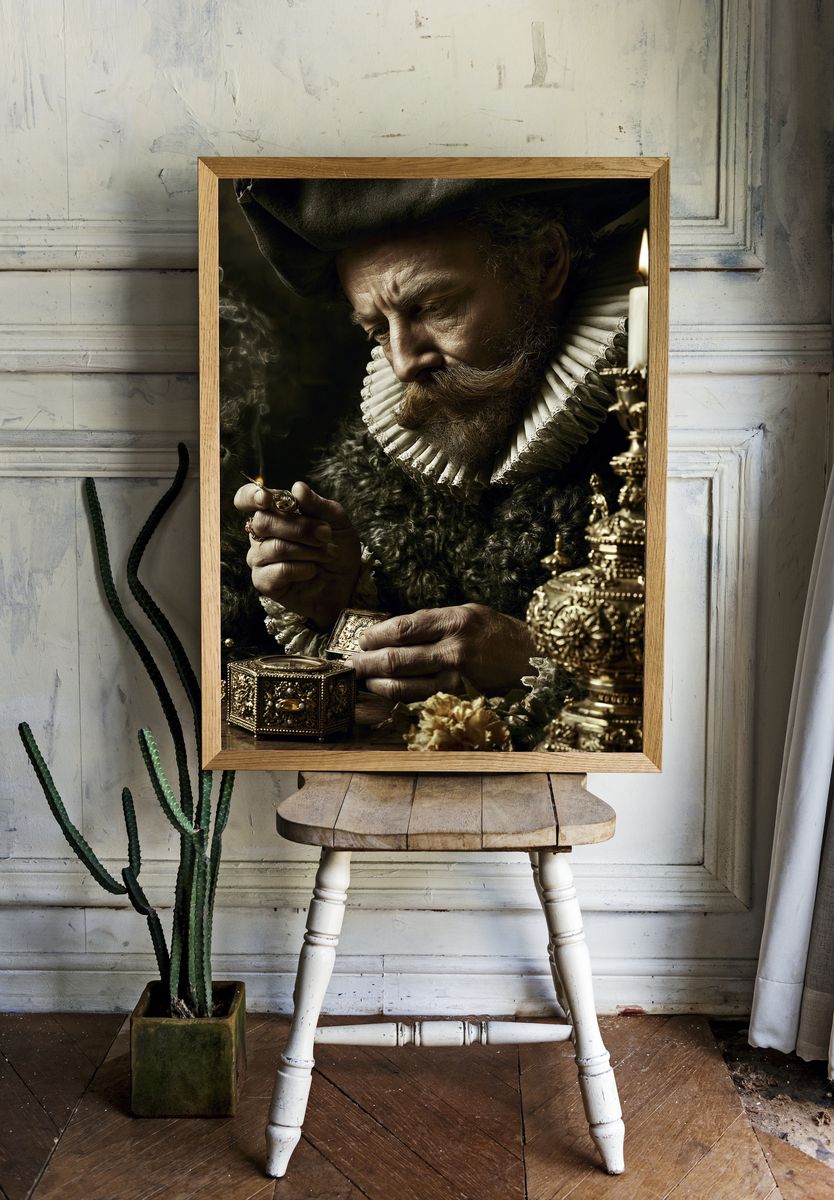 Baroque Scholar Portrait Print. room preview