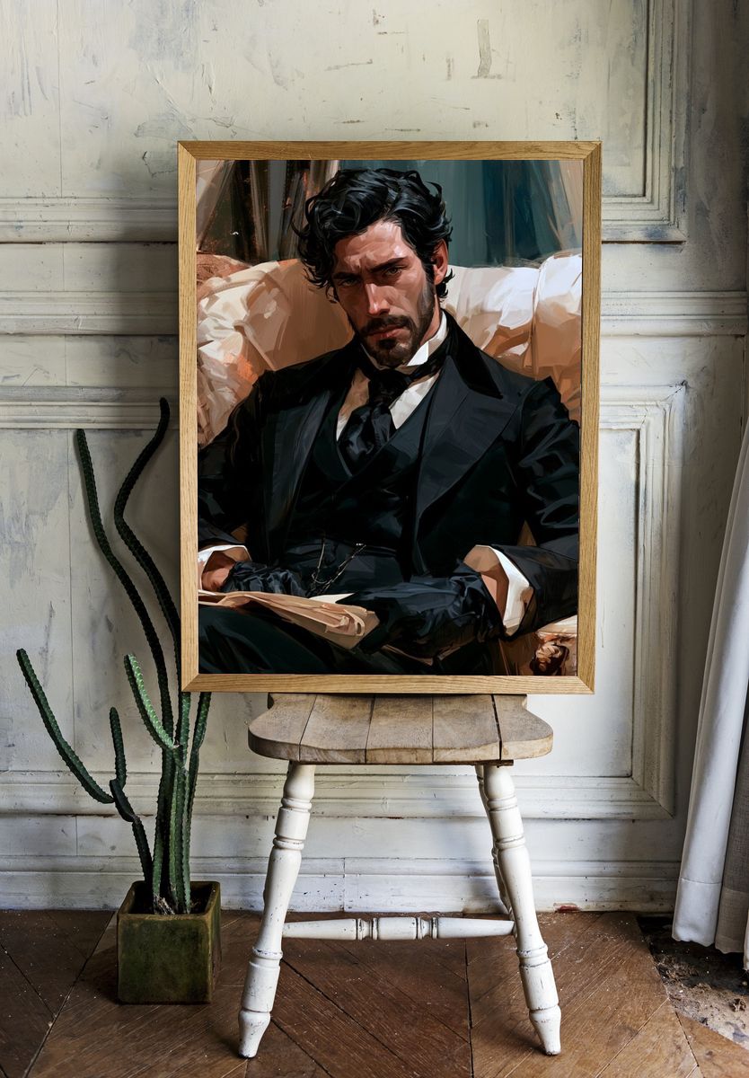 Victorian Gentleman Portrait Print. room preview