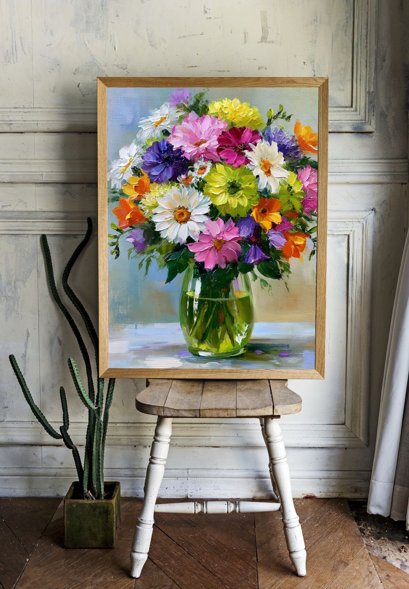 Colorful Floral Bouquet Painting Poster. — room view 1