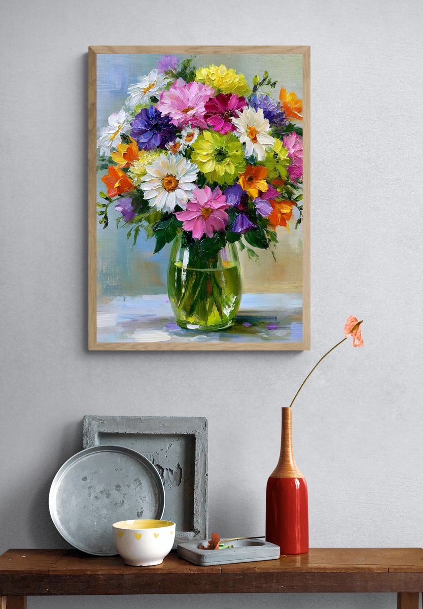 Colorful Floral Bouquet Painting Poster. — room view 3