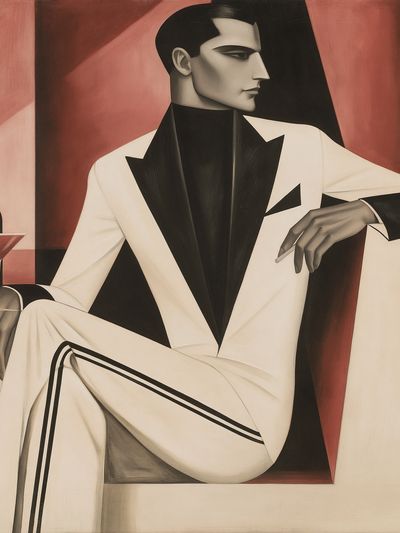 Art Deco Gentleman Portrait Print. poster
