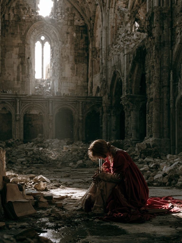 Ruined Cathedral Portrait Print. poster detail