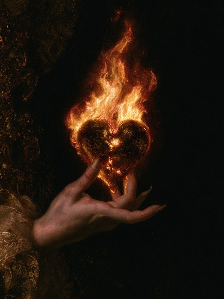 Burning Heart Surrealism Print. poster detail