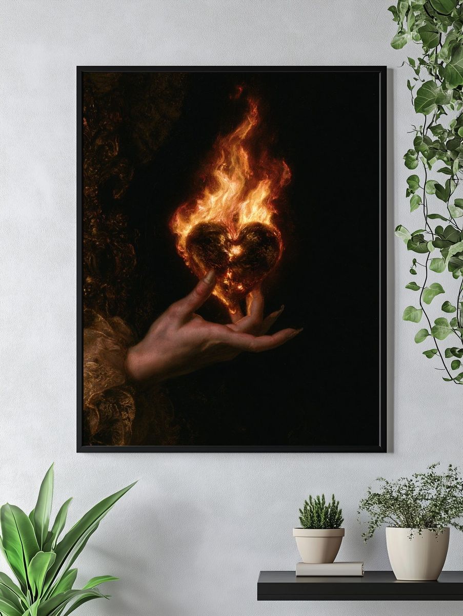 Burning Heart Surrealism Print. — room view 4