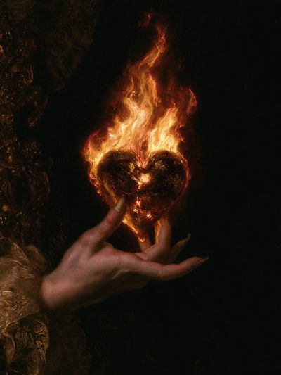 Burning Heart Surrealism Print.