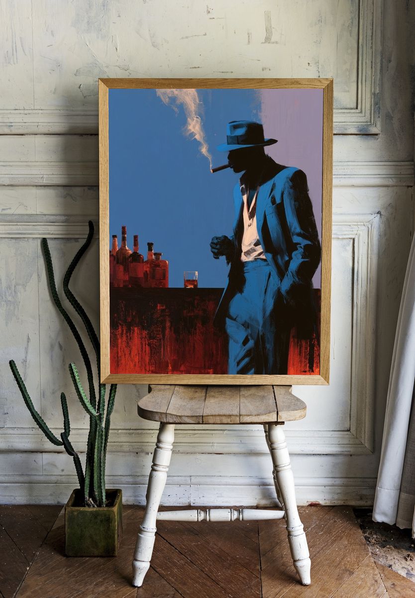 Blue Noir Cigar Lounge Poster. room preview