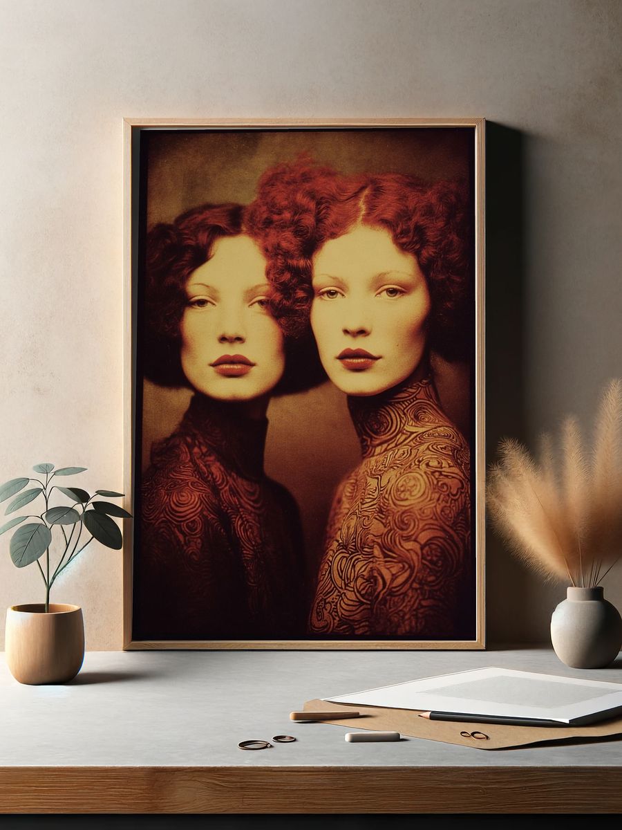 Surreal Red Portrait Print. — room view 2