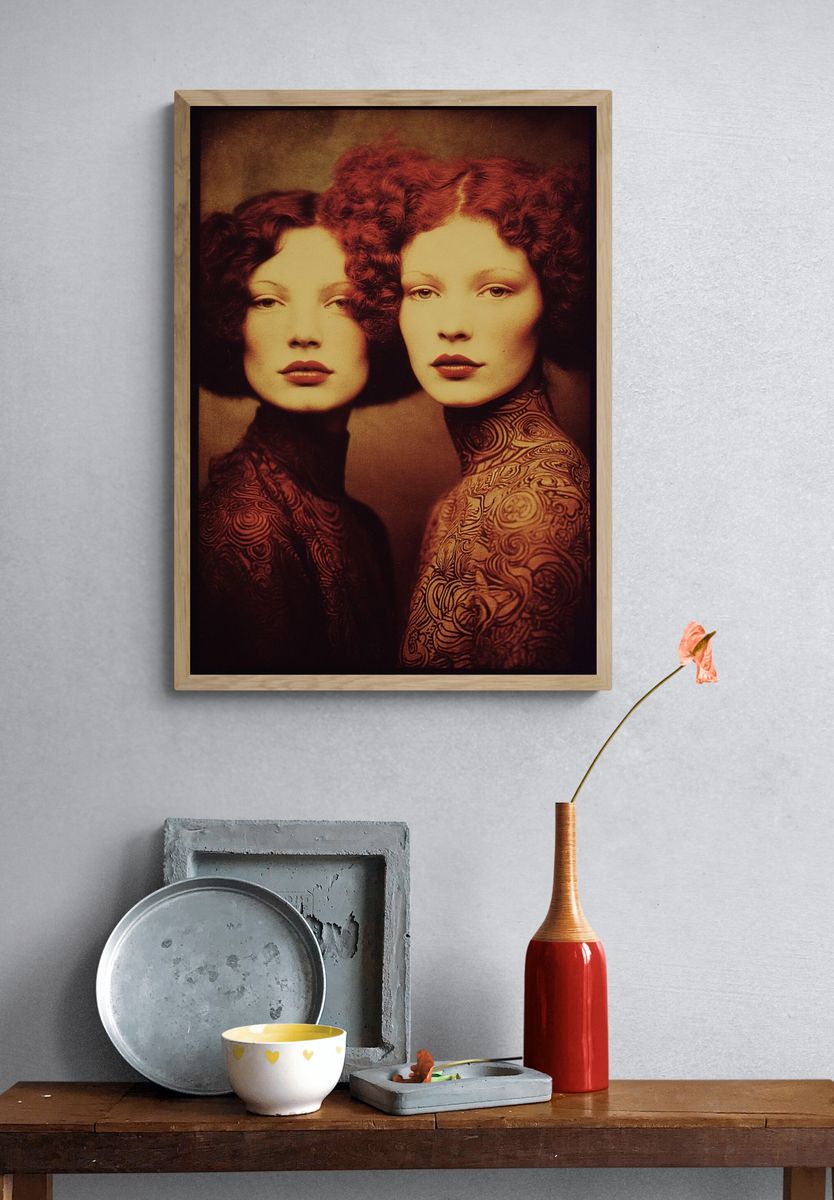 Surreal Red Portrait Print. — room view 3