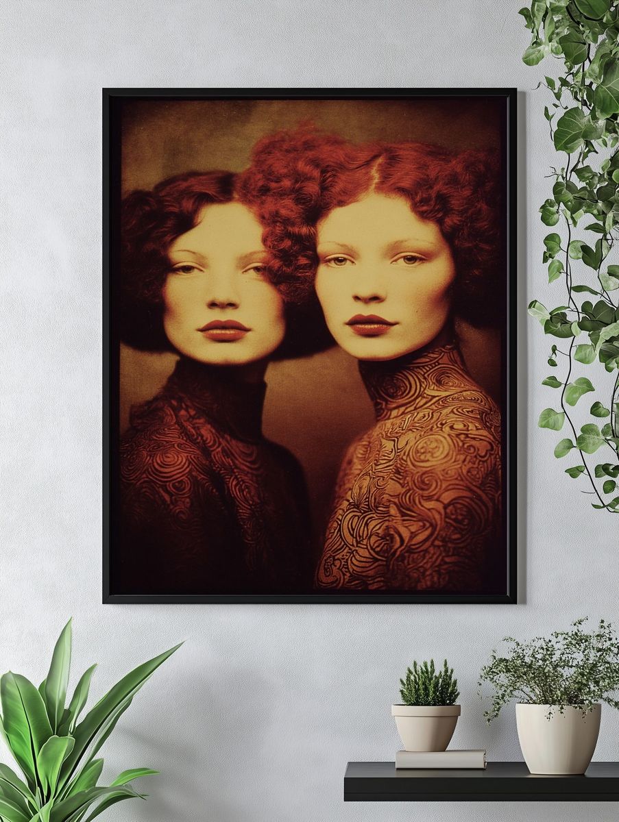 Surreal Red Portrait Print. — room view 4