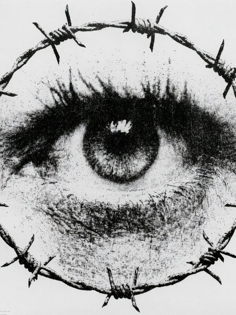 Barbed Wire Eye Typography Print. poster — fine-art art
